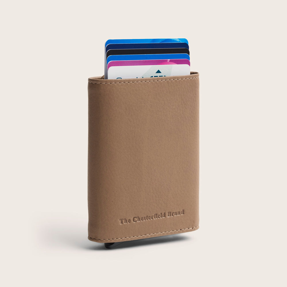 Leather Card Holder Taupe Junia