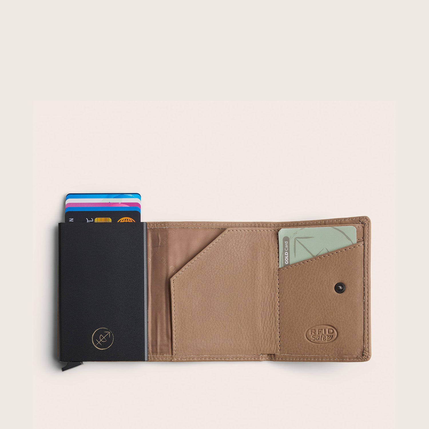 Leather Card Holder Taupe Junia