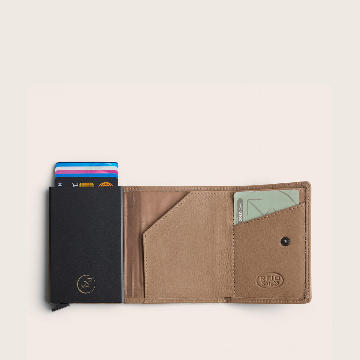 Leather Card Holder Taupe Junia