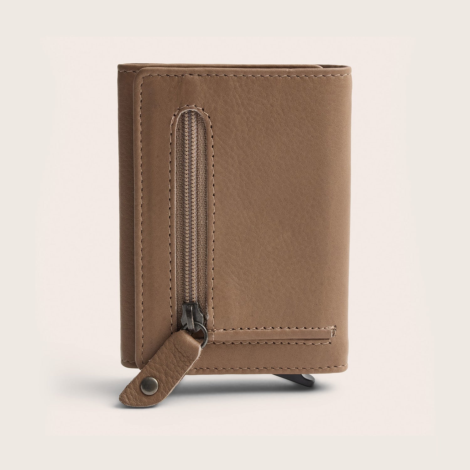 Leather Card Holder Taupe Junia