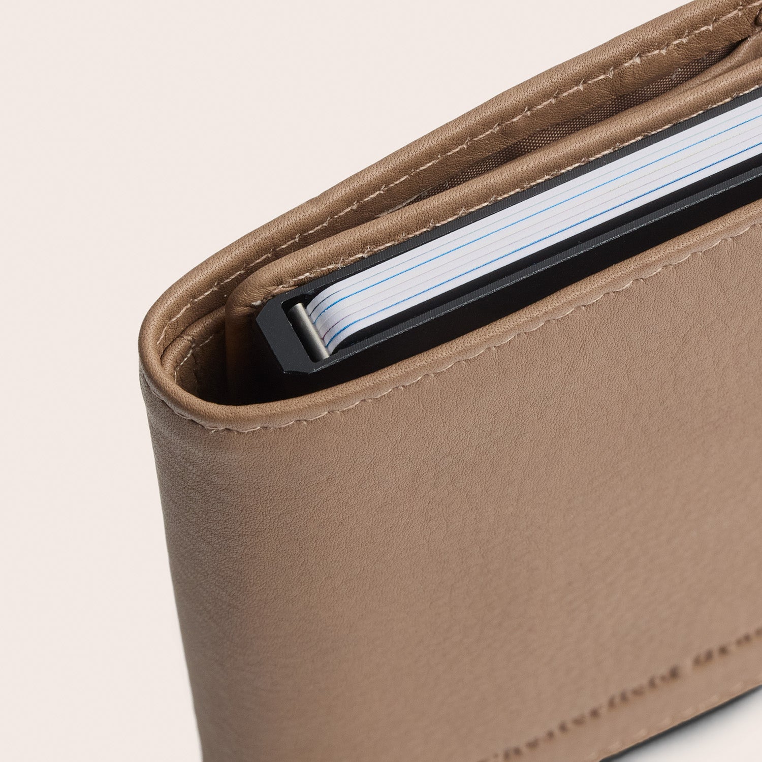 Leather Card Holder Taupe Junia