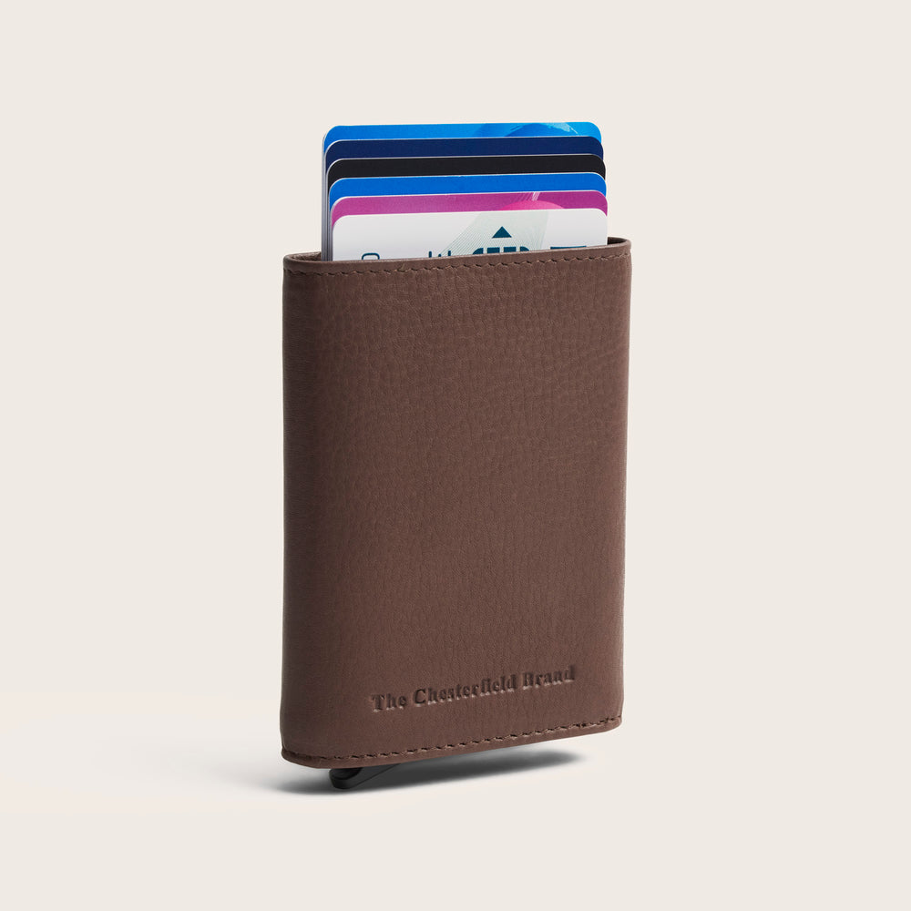 Leather Card Holder Dark Taupe Junia