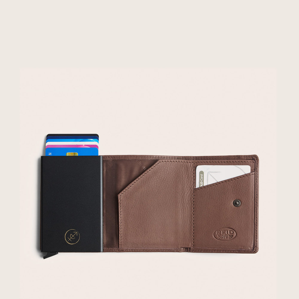 Leather Card Holder Dark Taupe Junia