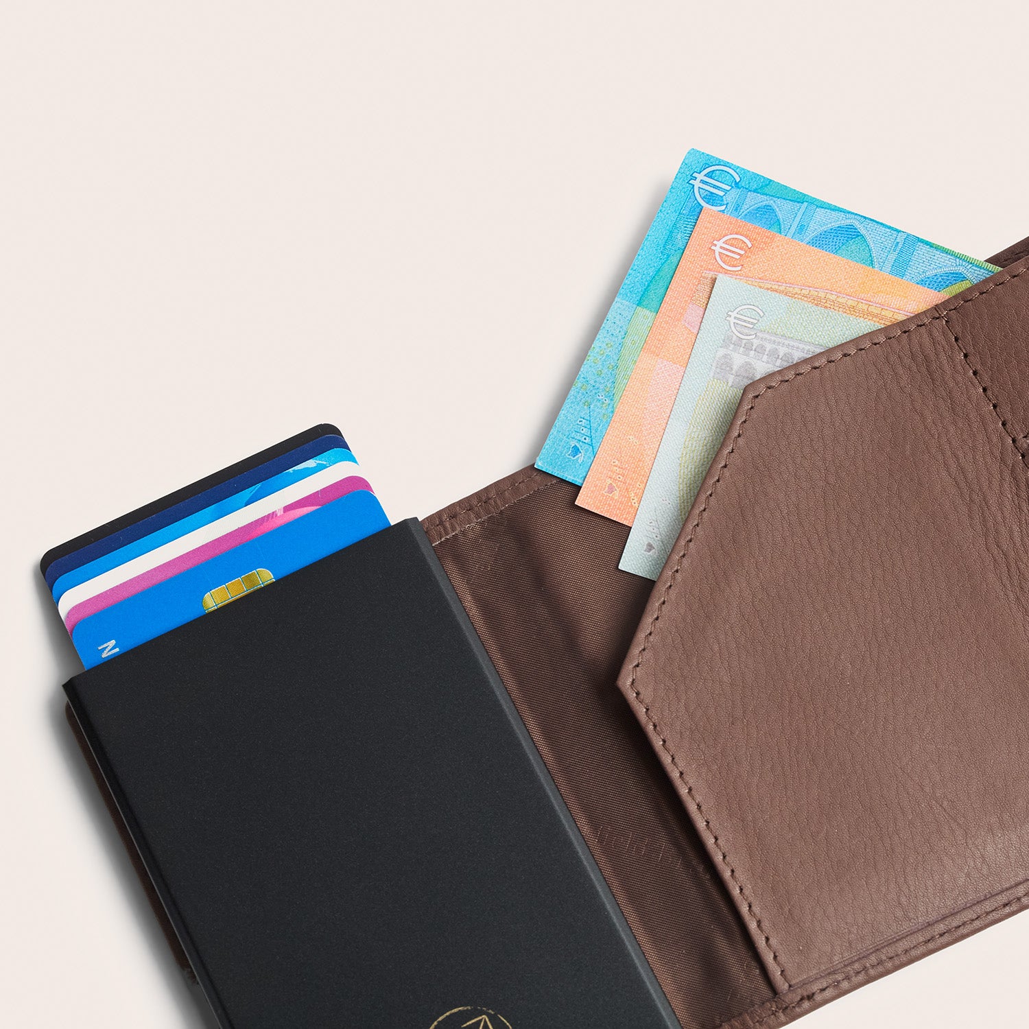 Leather Card Holder Dark Taupe Junia