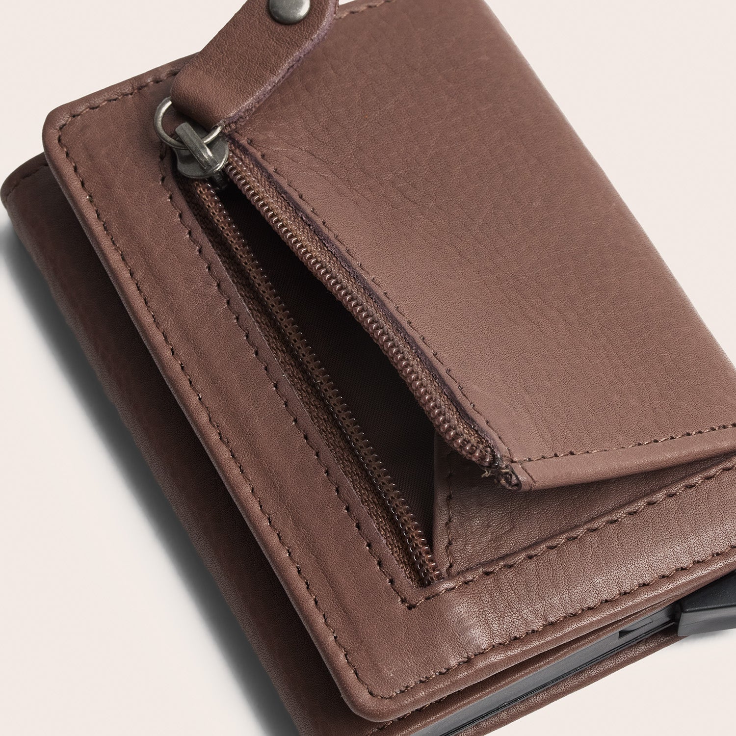 Leather Card Holder Dark Taupe Junia