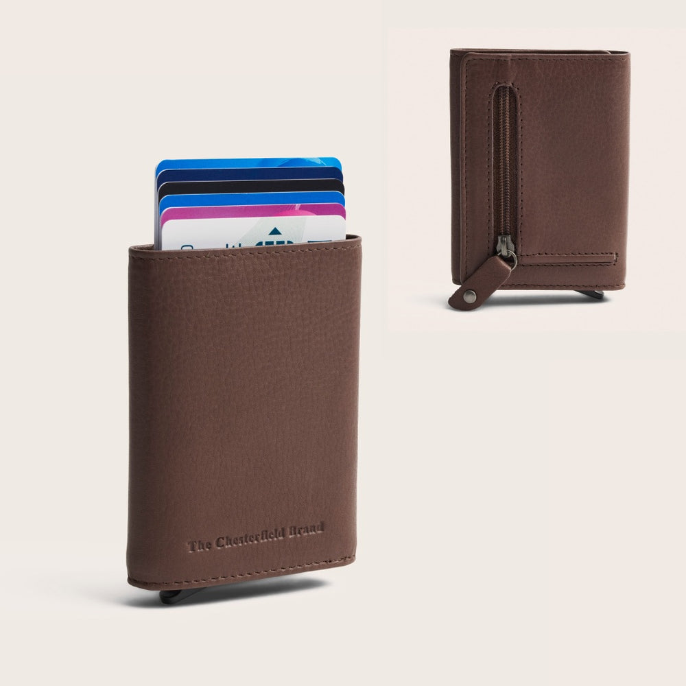 Leather Card Holder Dark Taupe Junia