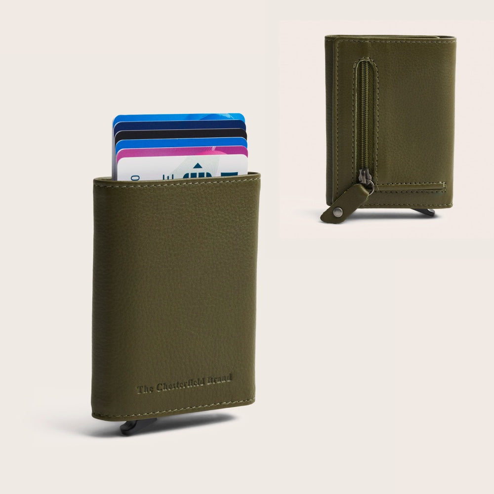 Leather Card Holder Olive Green Junia
