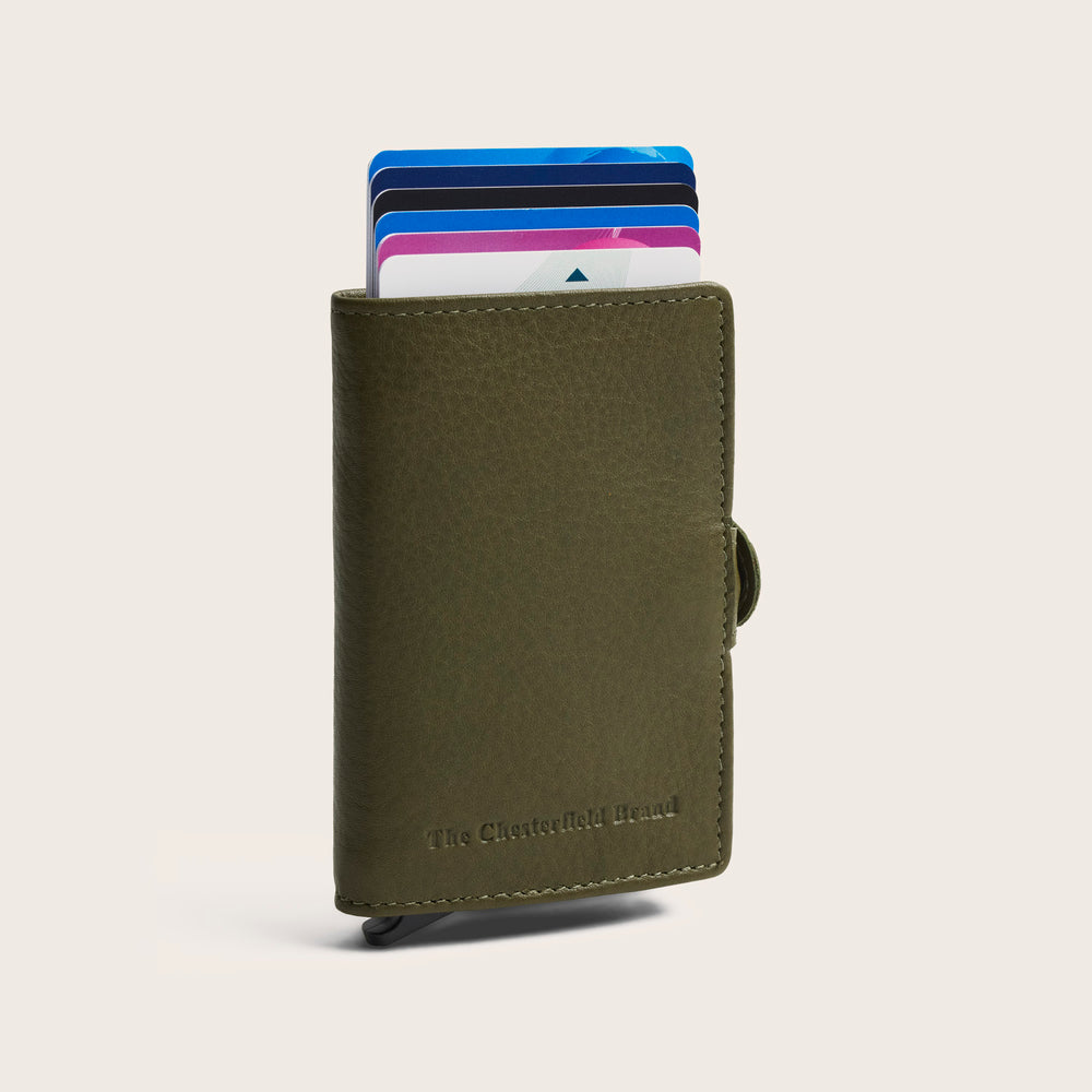 Leather Card Holder Olive Green Taliah