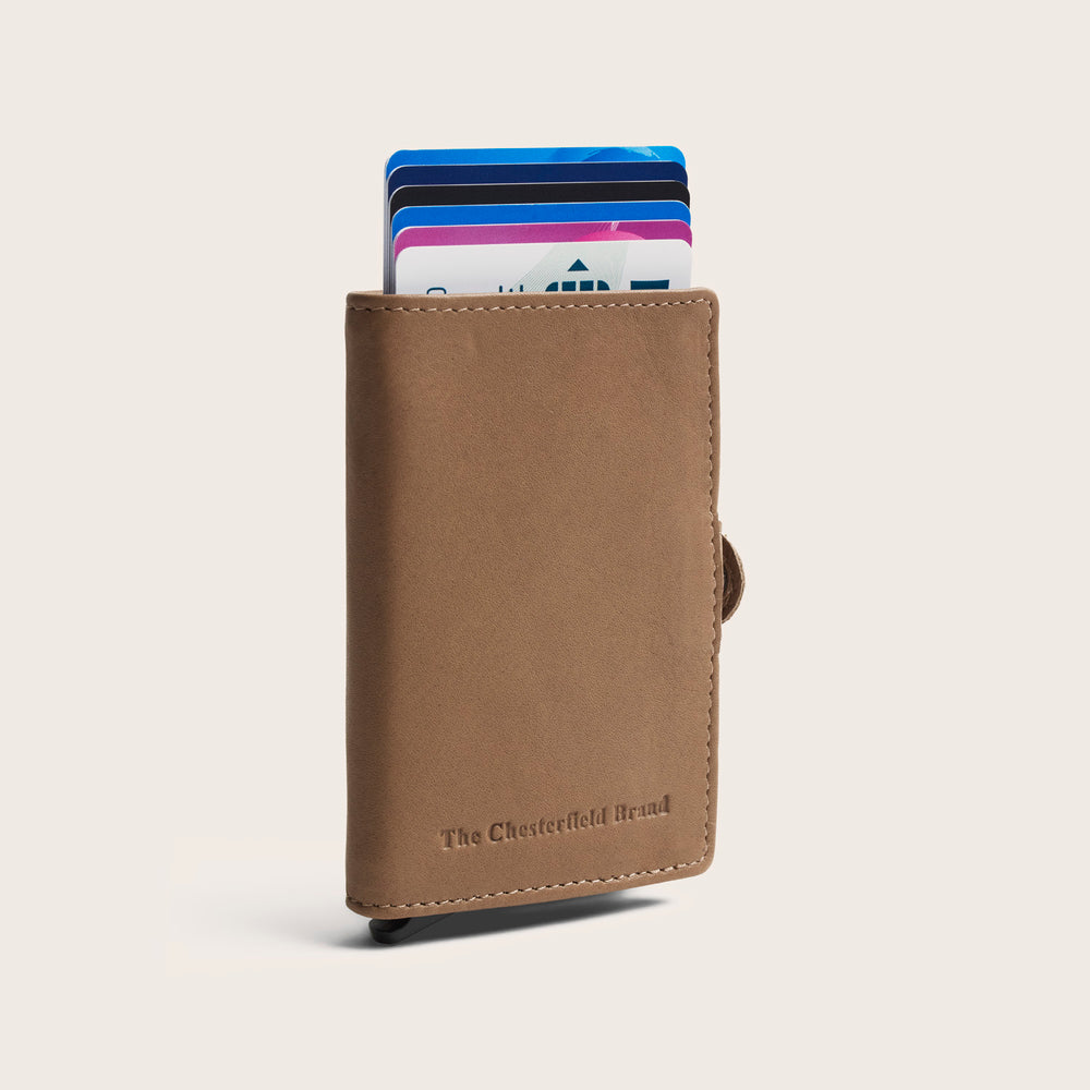 Leather Card Holder Taupe Taliah