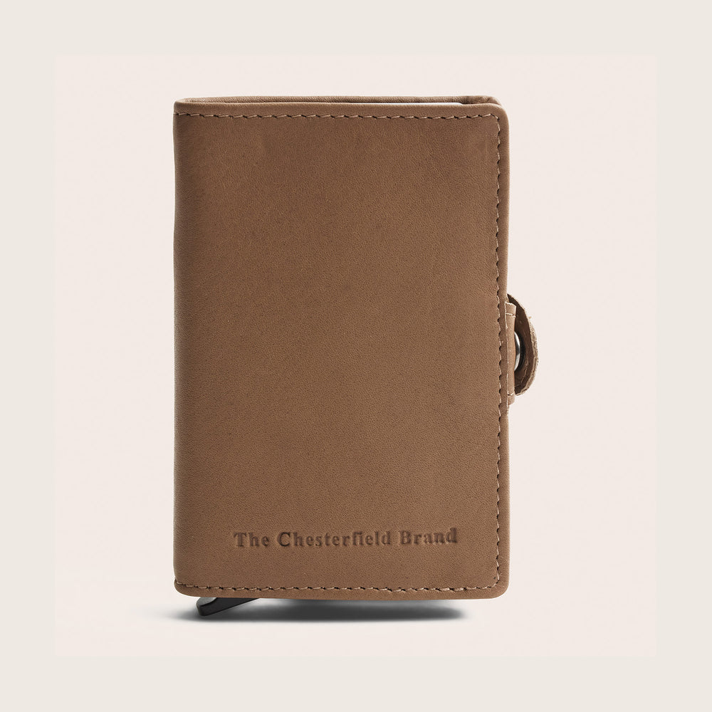 Leather Card Holder Taupe Taliah