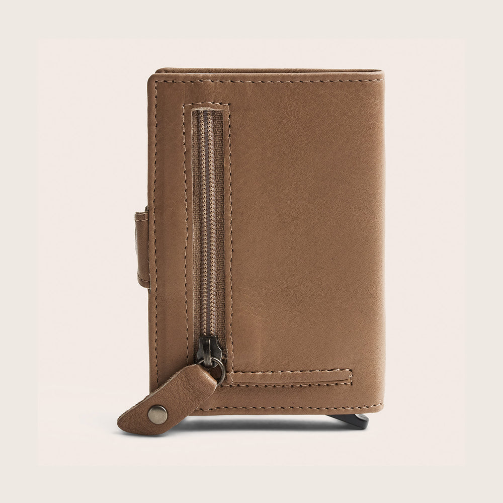 Leather Card Holder Taupe Taliah