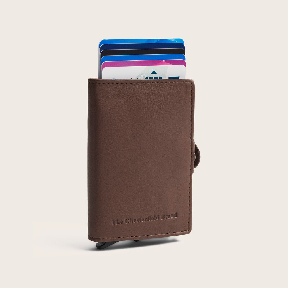 Leather Card Holder Dark Taupe Taliah