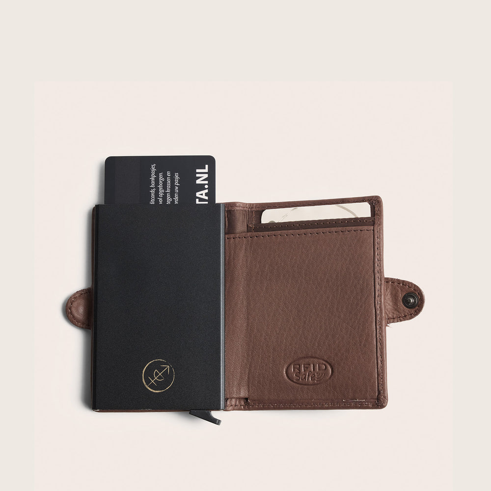 Leather Card Holder Dark Taupe Taliah