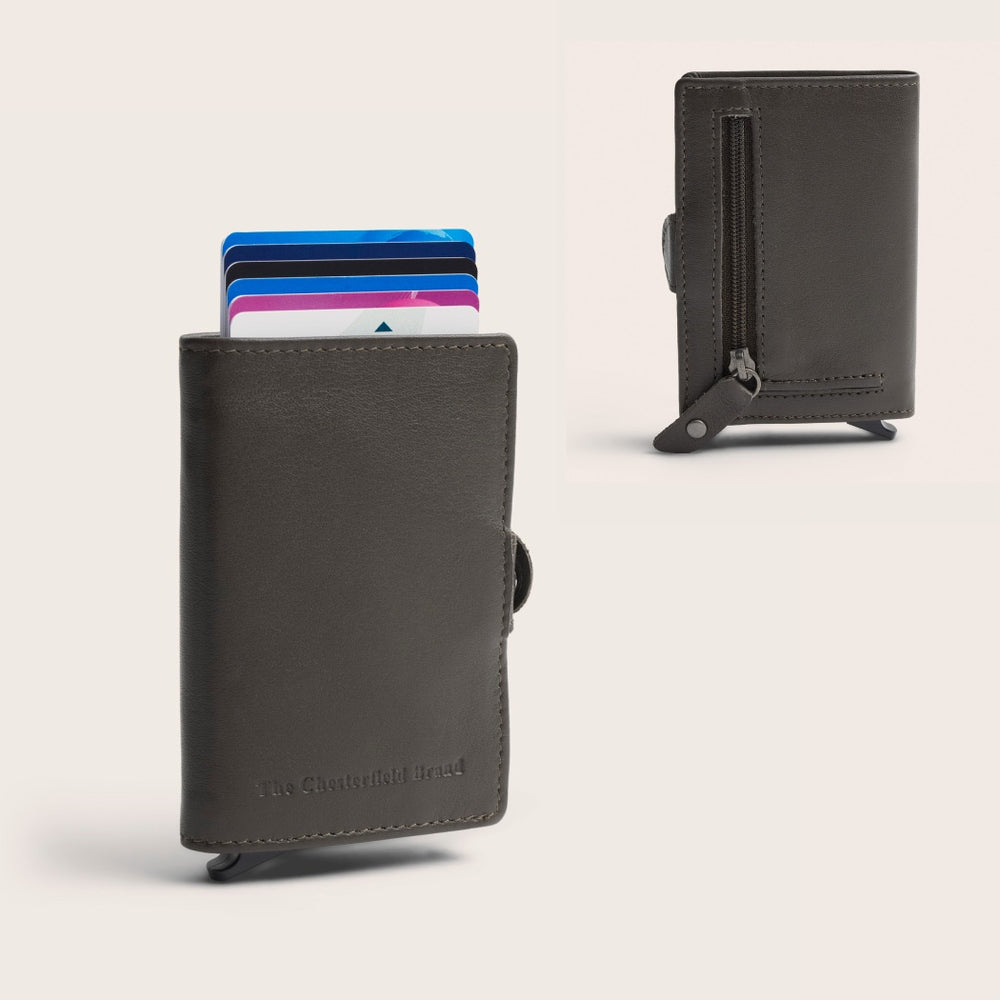 Leather Card Holder Clay Grey Taliah