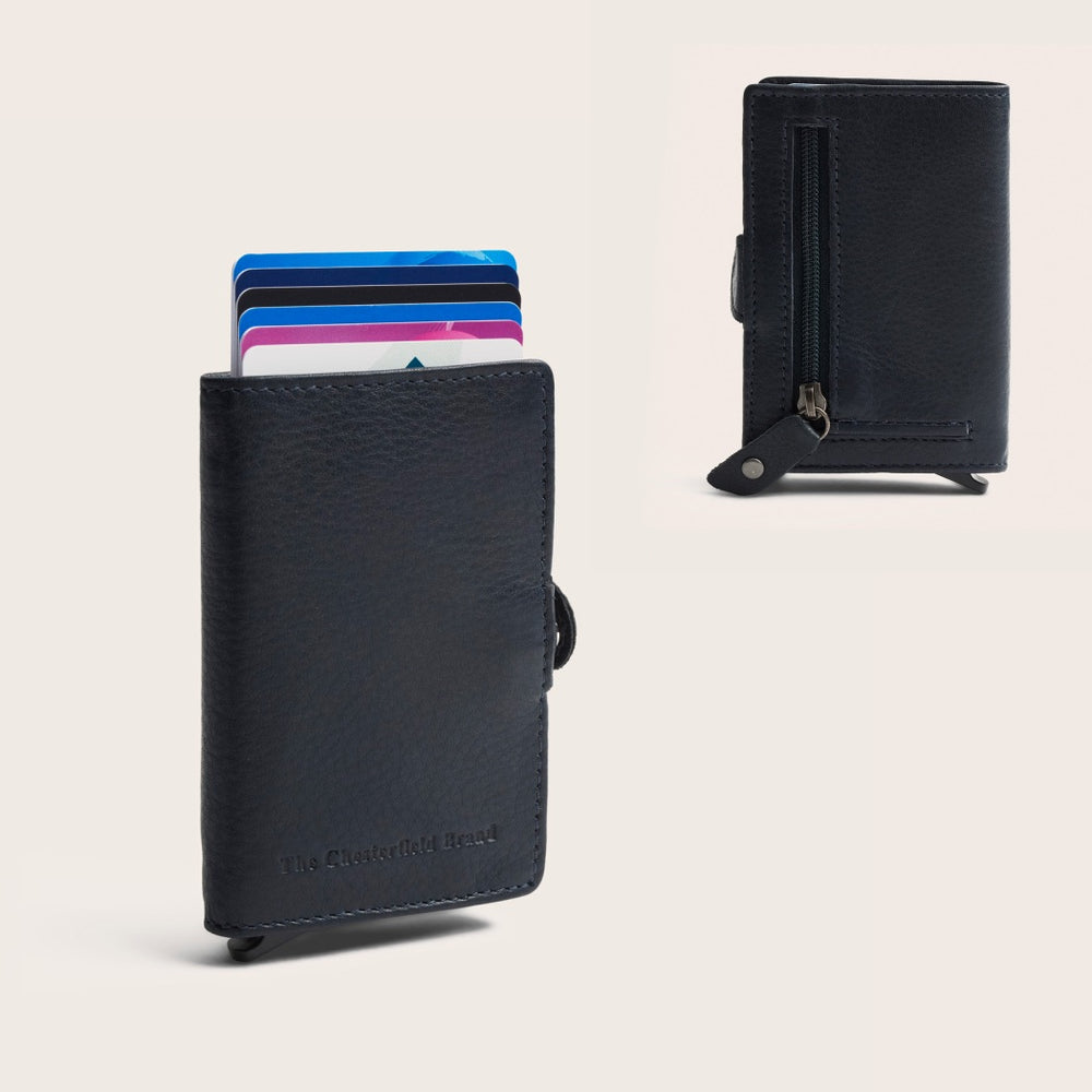 Leather Card Holder Navy Taliah