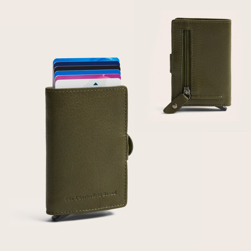 Leather Card Holder Olive Green Taliah