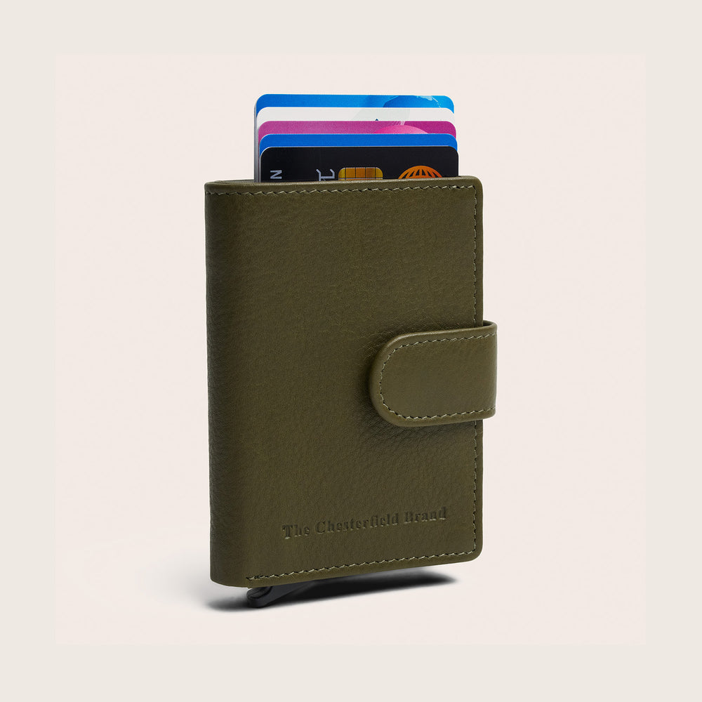 Leather Card Holder Olive Green Althea