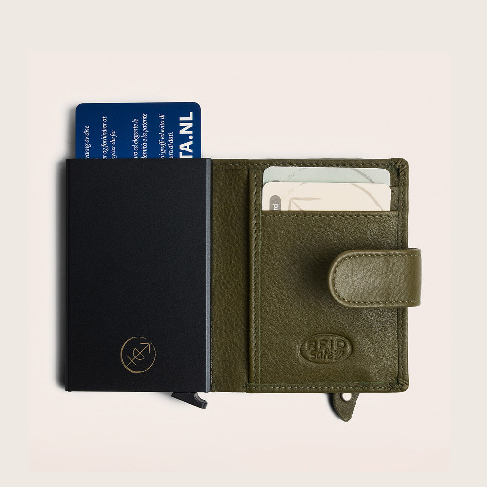 Leather Card Holder Olive Green Althea