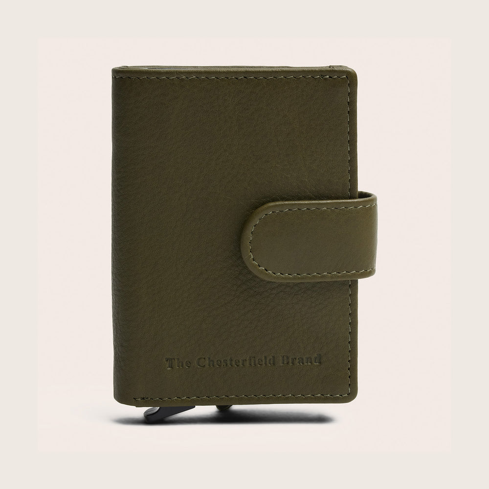 Leather Card Holder Olive Green Althea