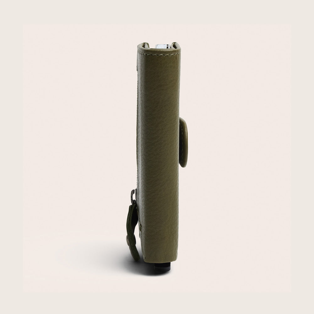 Leather Card Holder Olive Green Althea