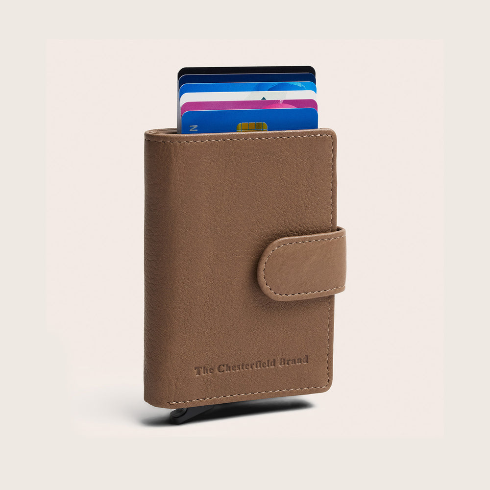 Leather Card Holder Taupe Althea