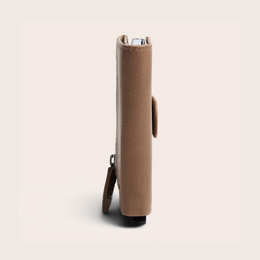 Leather Card Holder Taupe Althea