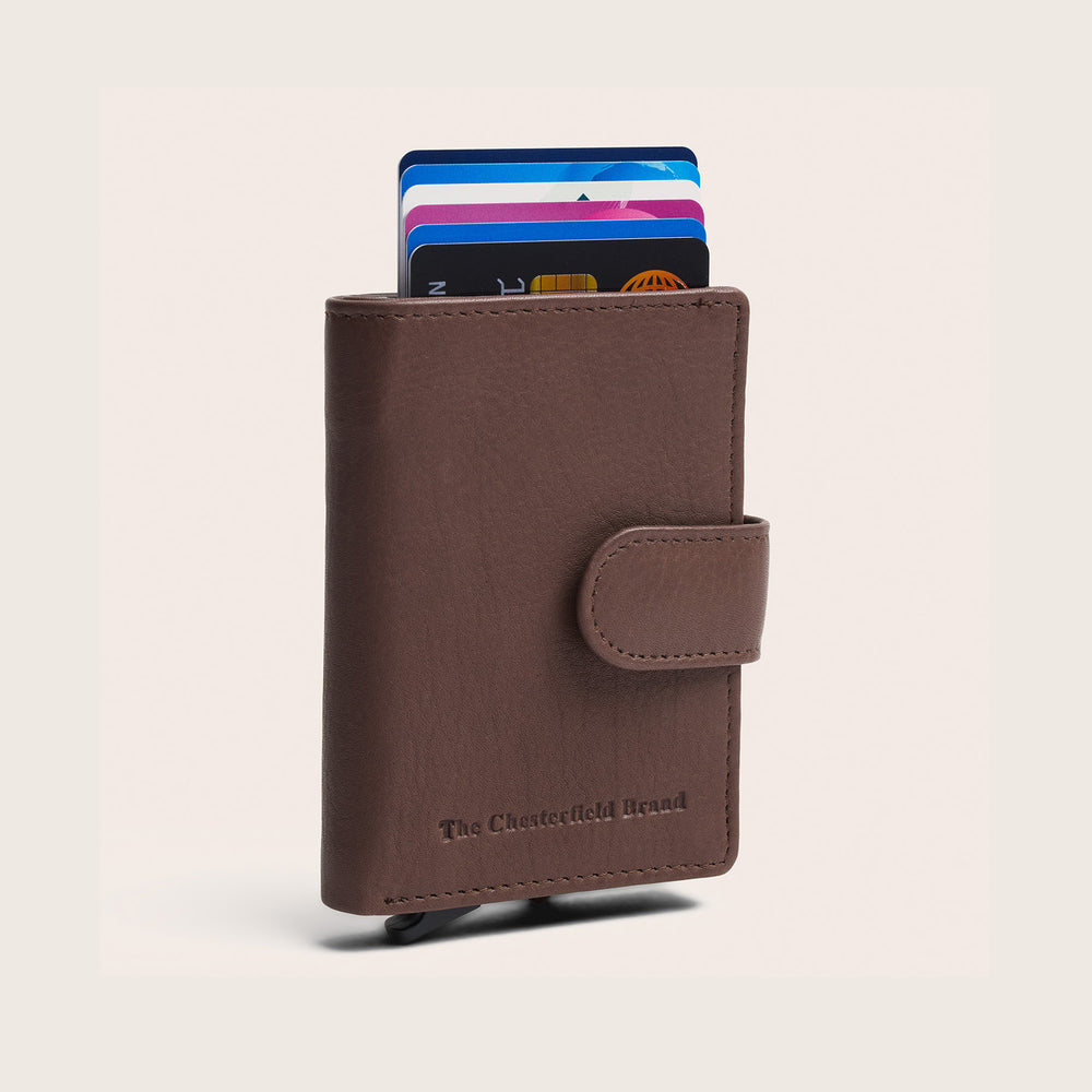 Leather Card Holder Dark Taupe Althea