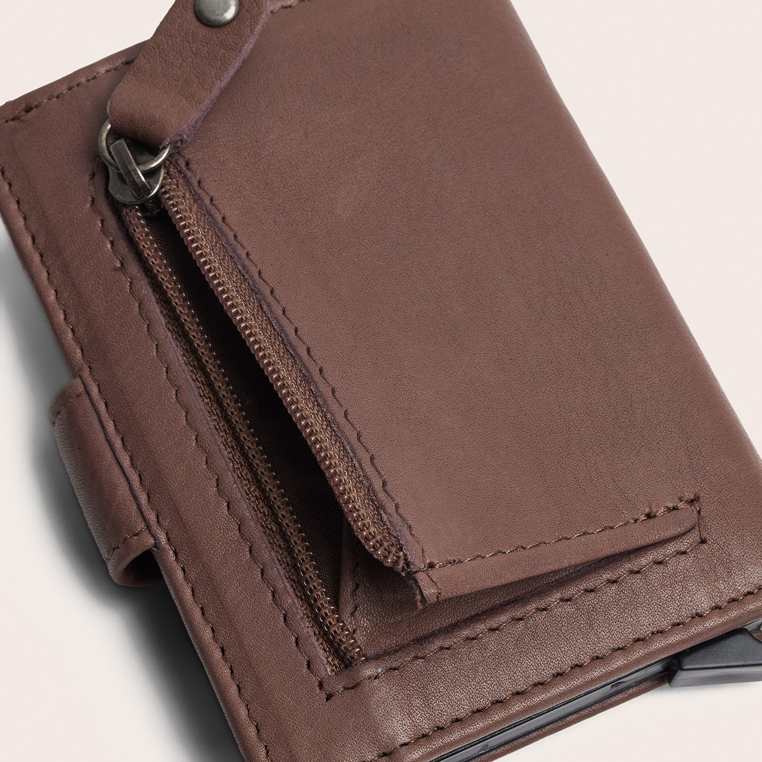 Leder Kartenetui Dunkles Taupe Althea