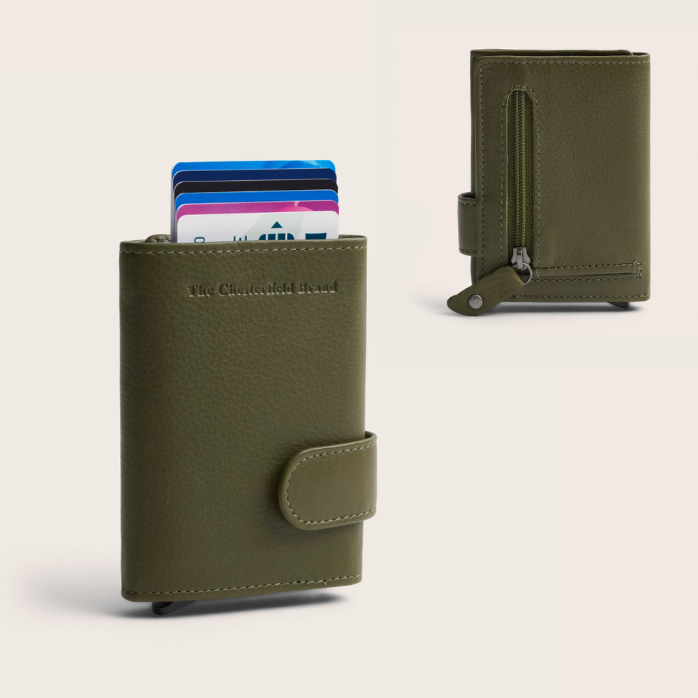 Leather Card Holder Olive Green Somers