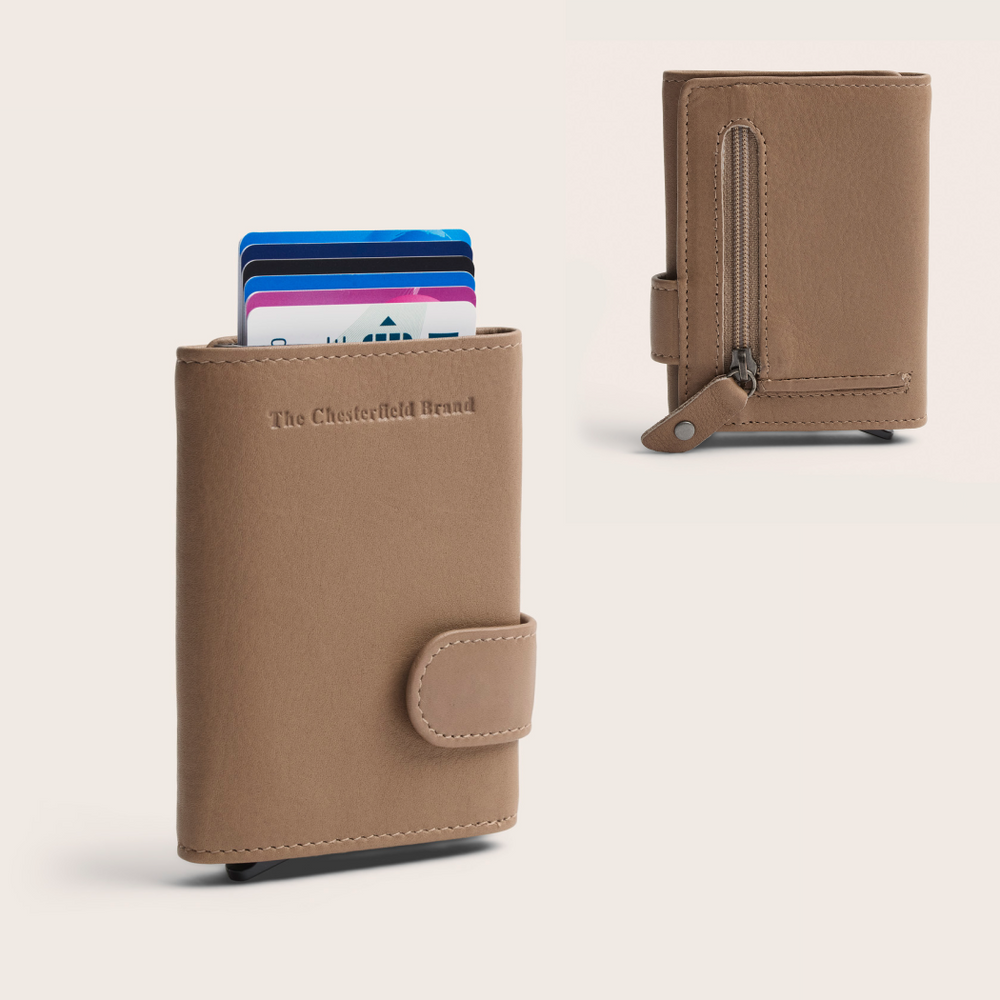 Leather Card Holder Taupe Somers