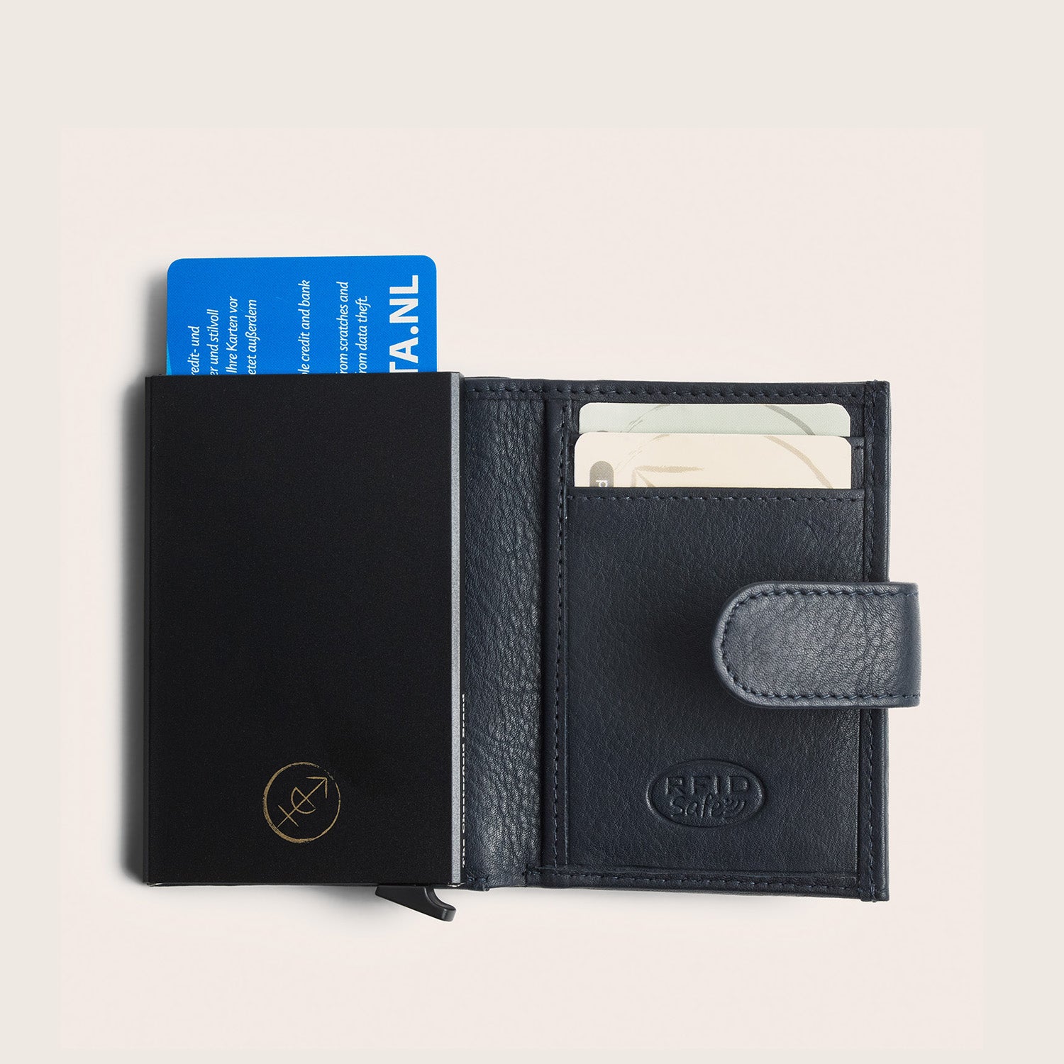 Leder Kartenetui Navy Hollis