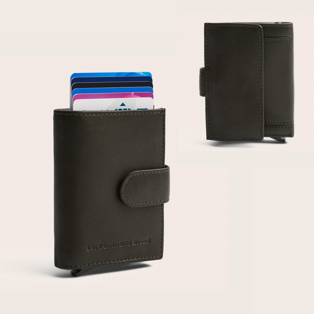 Leather Card Holder Clay Grey Hollis