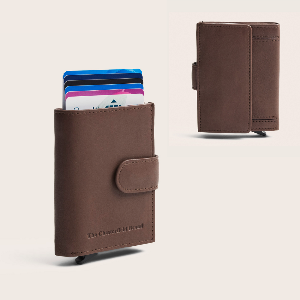 Leather Card Holder Dark Taupe Hollis