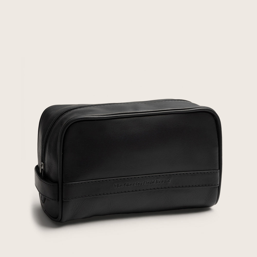 Trousse de Toilette en Cuir Noir Tavira