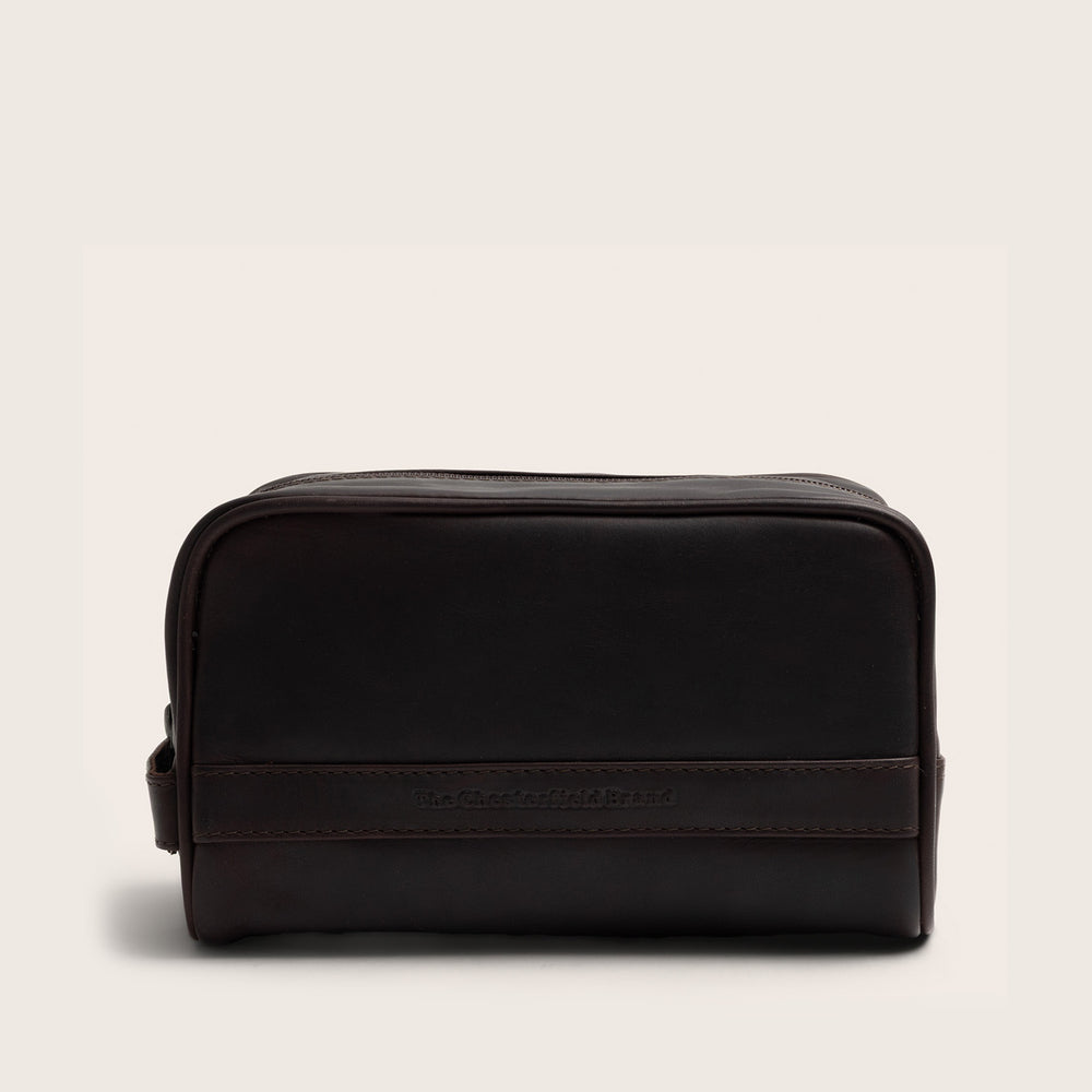 Trousse de Toilette en Cuir Marron Tavira