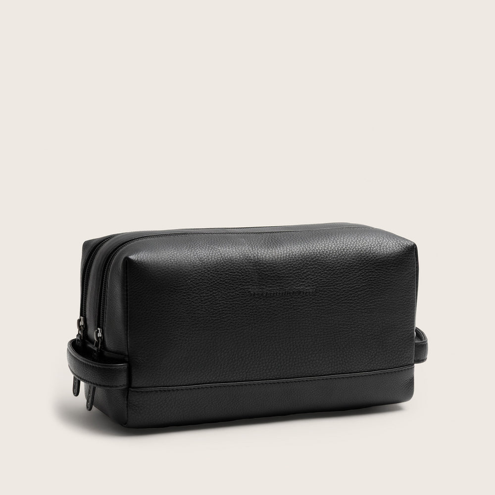 Trousse de Toilette en Cuir Noir Montelaro