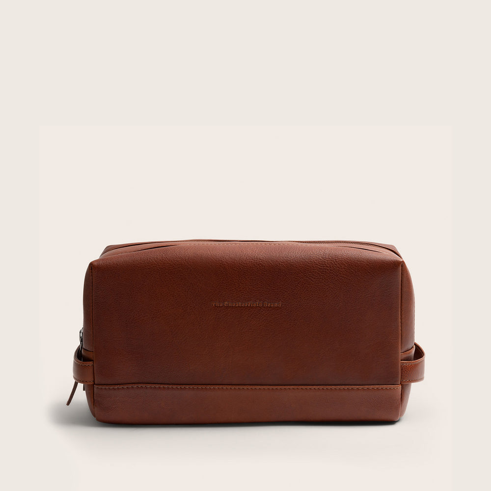 Trousse de Toilette en Cuir Cognac Montelaro