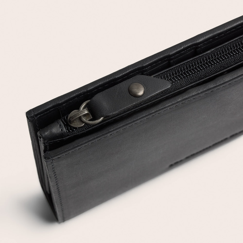 Portefeuille en Cuir Noir Seline