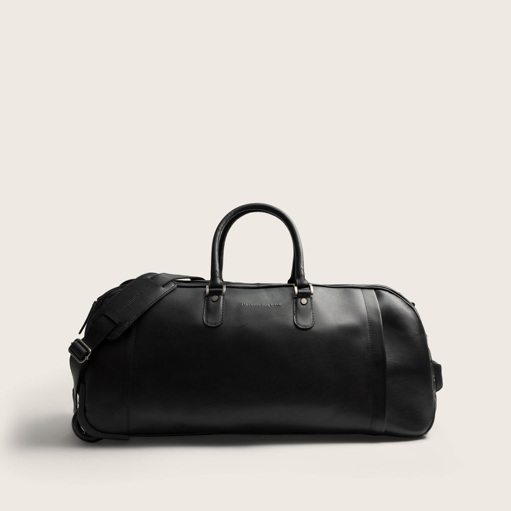 Valise Trolley en Cuir Noir Jayven