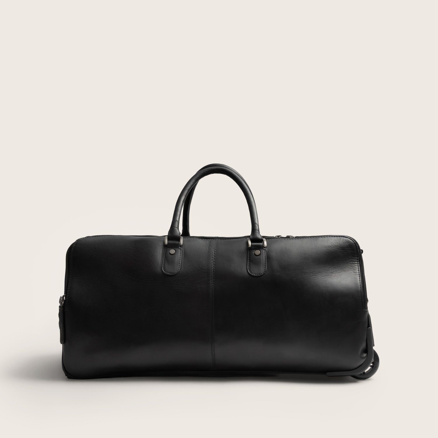 Leather Weekender Trolley Black Jayven, back view