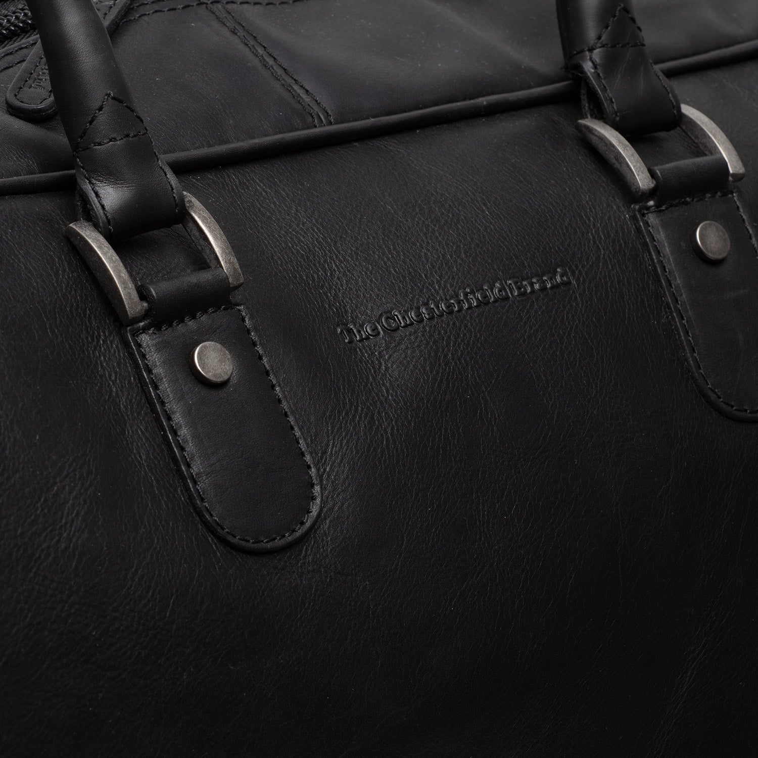 Leder Trolley Reisetasche Schwarz Jayven