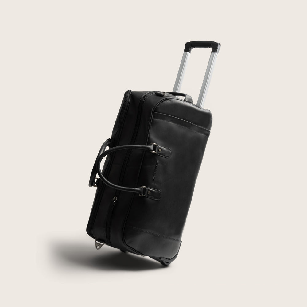 Valise Trolley en Cuir Noir Jayven