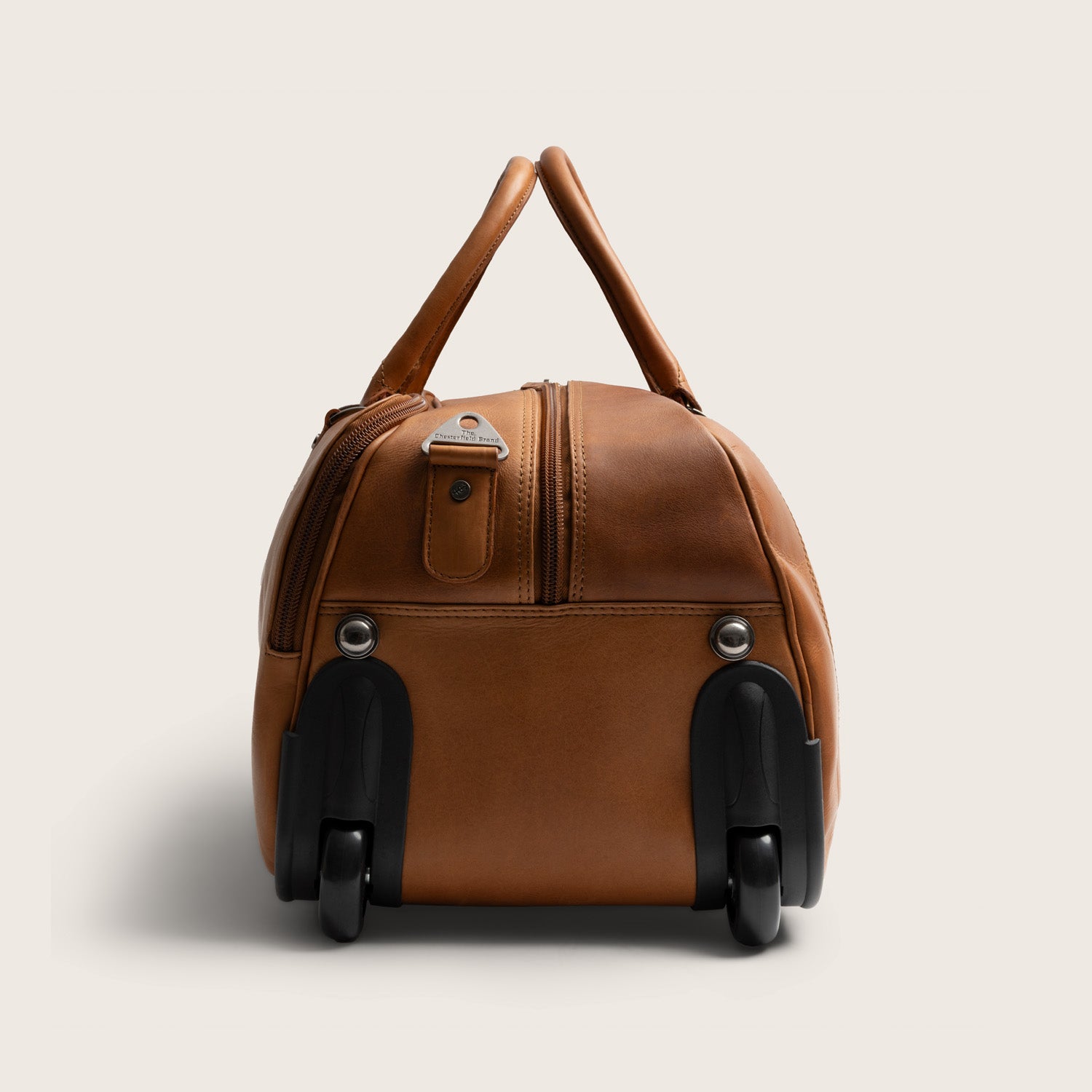 Leren Trolley Weekendtas Cognac Jayven, zijaanzicht