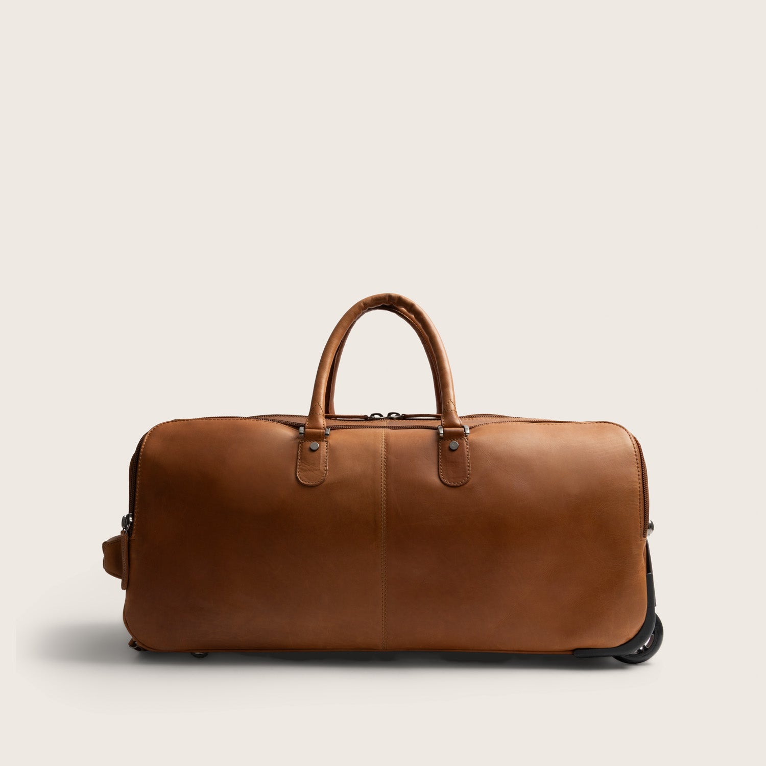 Leren Trolley Weekendtas Cognac Jayven, achteraanzicht