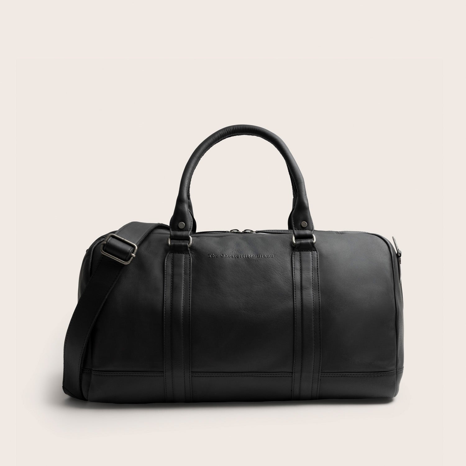 Sac Week-end en Cuir Noir Perth, vue de face