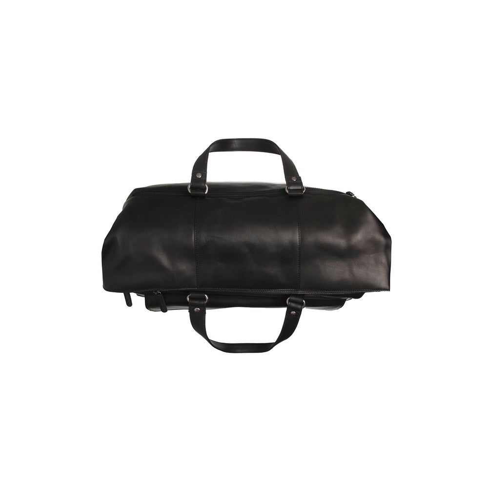 Leather Weekender Bag Black Lazio
