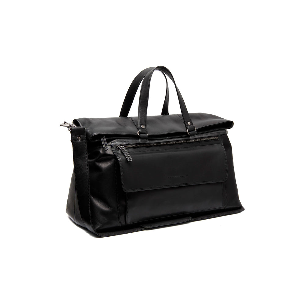 Leather Weekender Bag Black Lazio