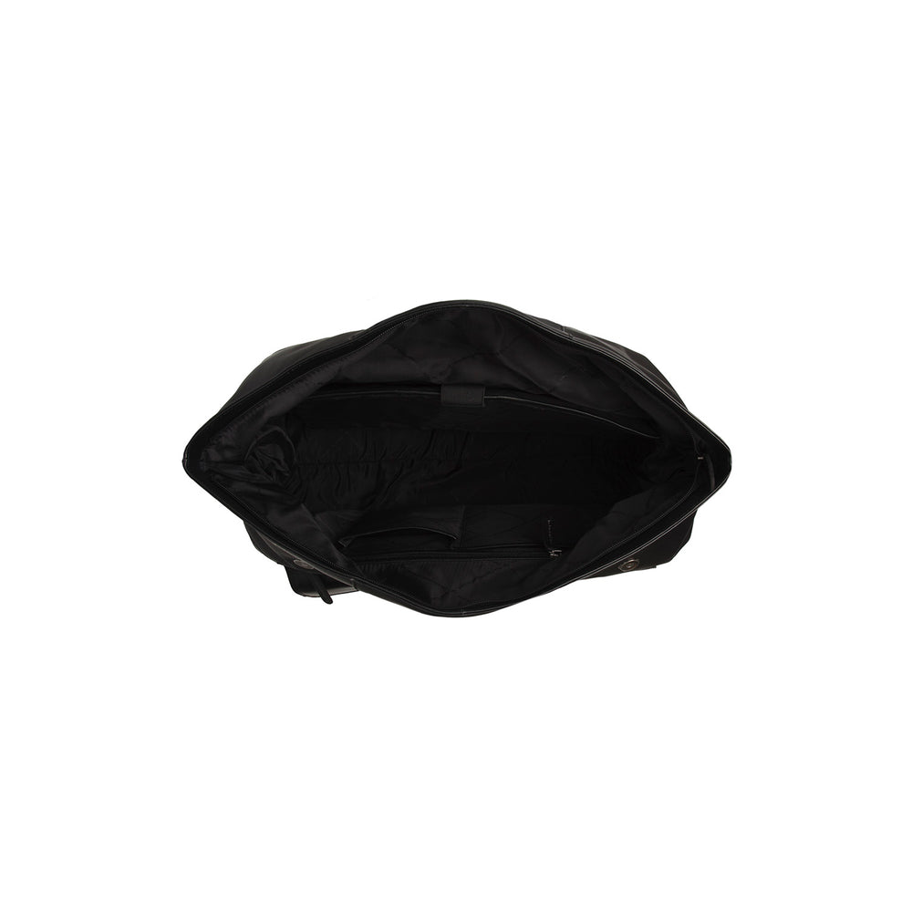 Leather Weekender Bag Black Lazio