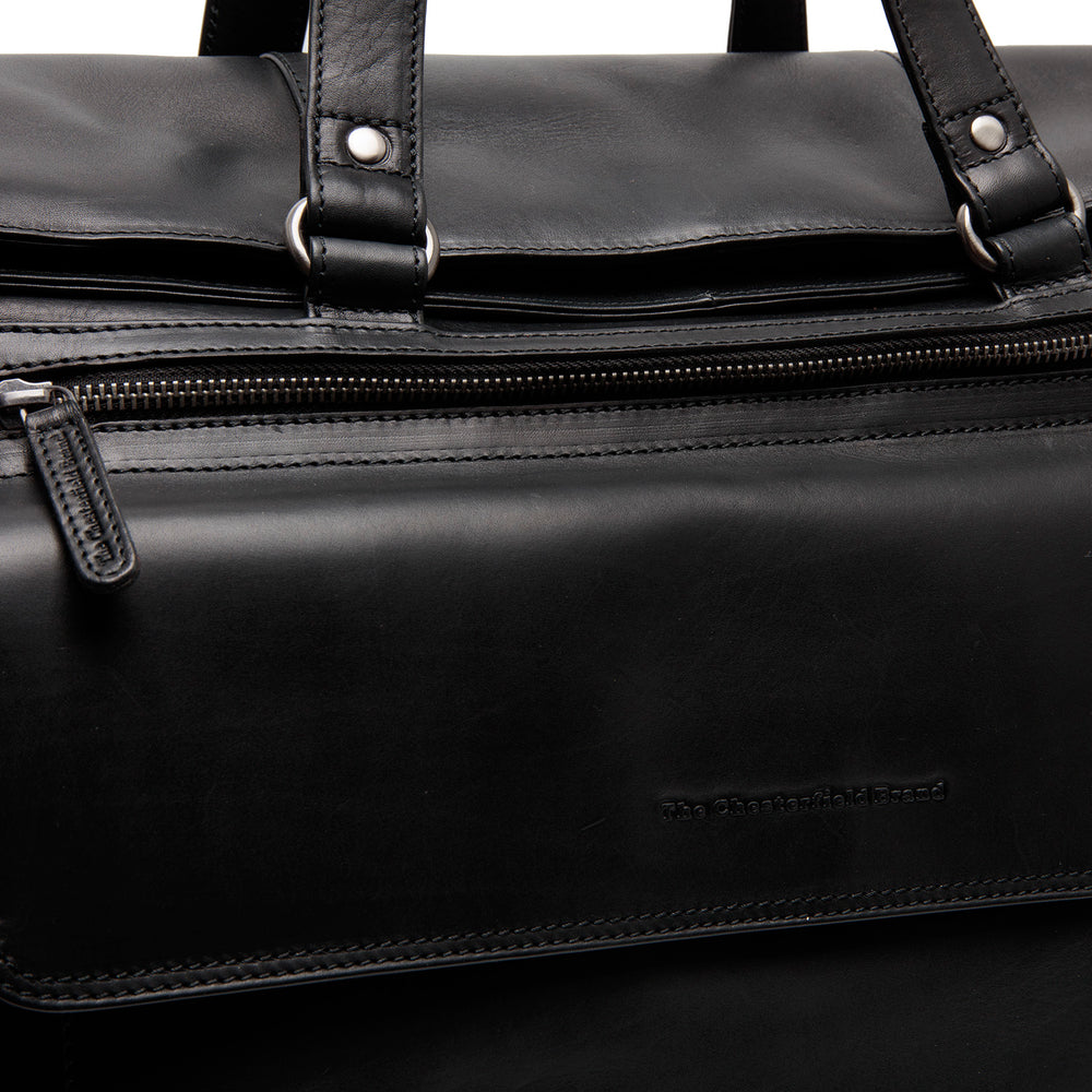 Leather Weekender Bag Black Lazio