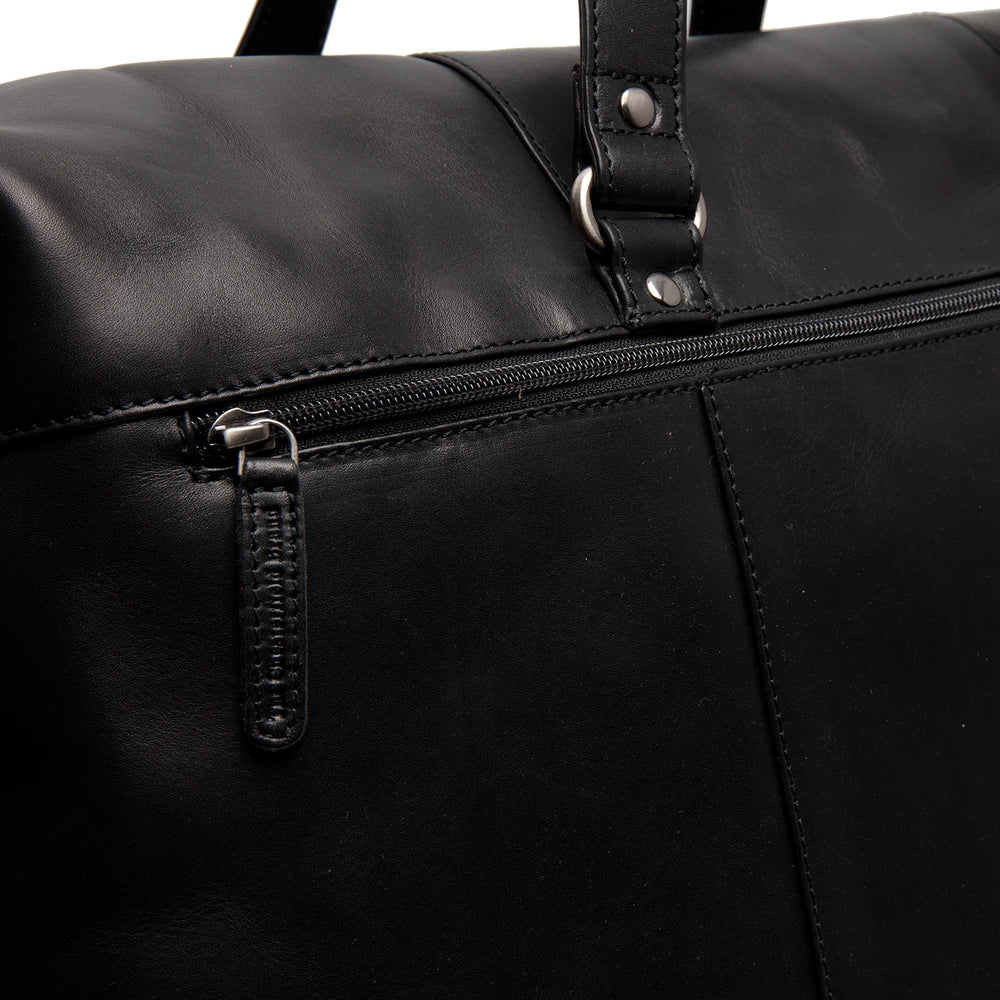 Leather Weekender Bag Black Lazio